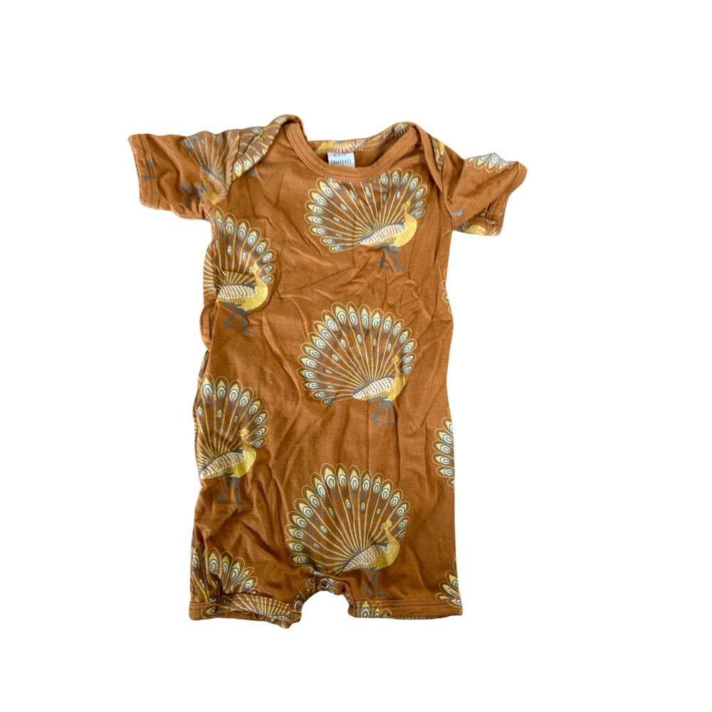 Kate Quinn peacock print bamboo one piece infant